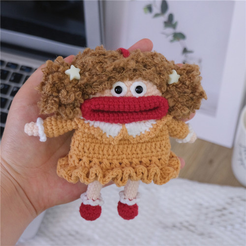 香肠嘴车钥匙包手工编织大嘴女孩