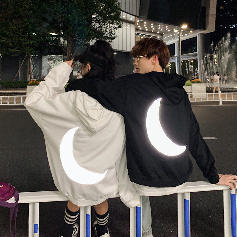 2020 Art Hong Kong Style lovers wear moon reflective Hoodie sweater hip hop coat