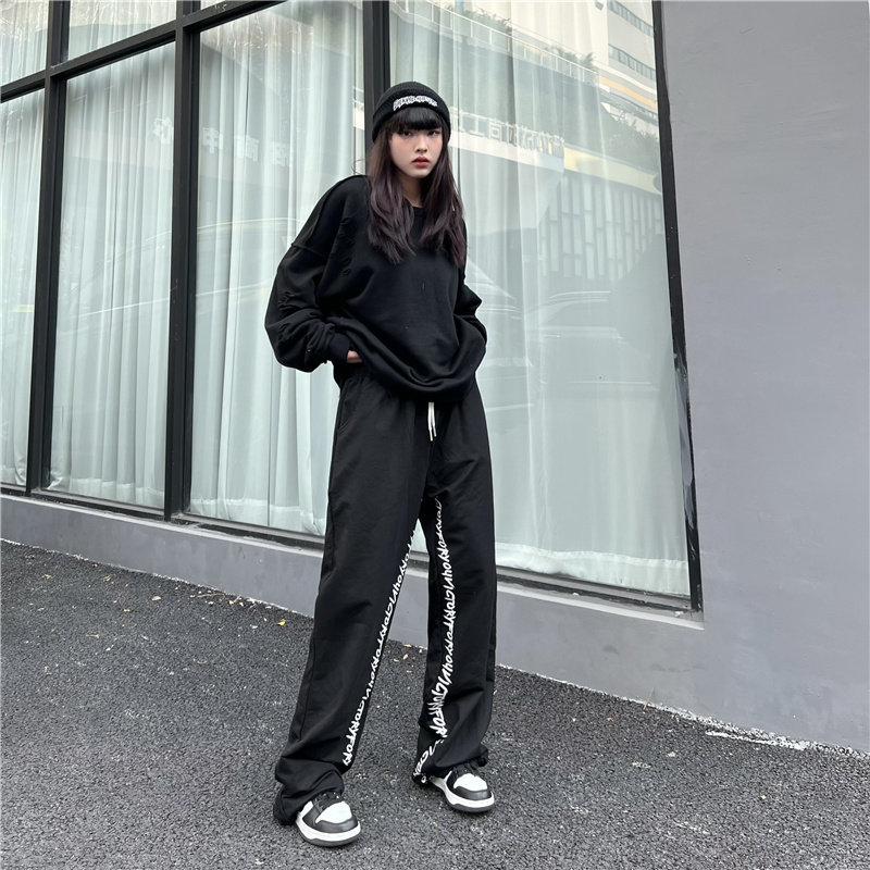 2023年高街宽松运动hiphop裤子潮ins字母休闲长裤K2078-P38女类图片