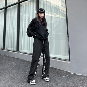 高街春秋宽松运动hiphop裤子潮ins字母休闲长裤K2078-P38图片