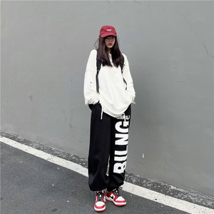 街舞高街束脚宽松欧美辣妹风jazz跳舞hiphop运动裤子K2081P35女类图片