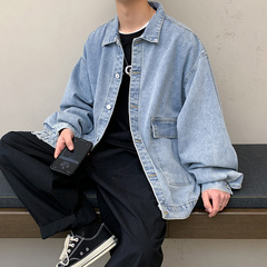 Spring trend single breasted cotton denim tooling, Hong Kong Style youth jacket and loose coat