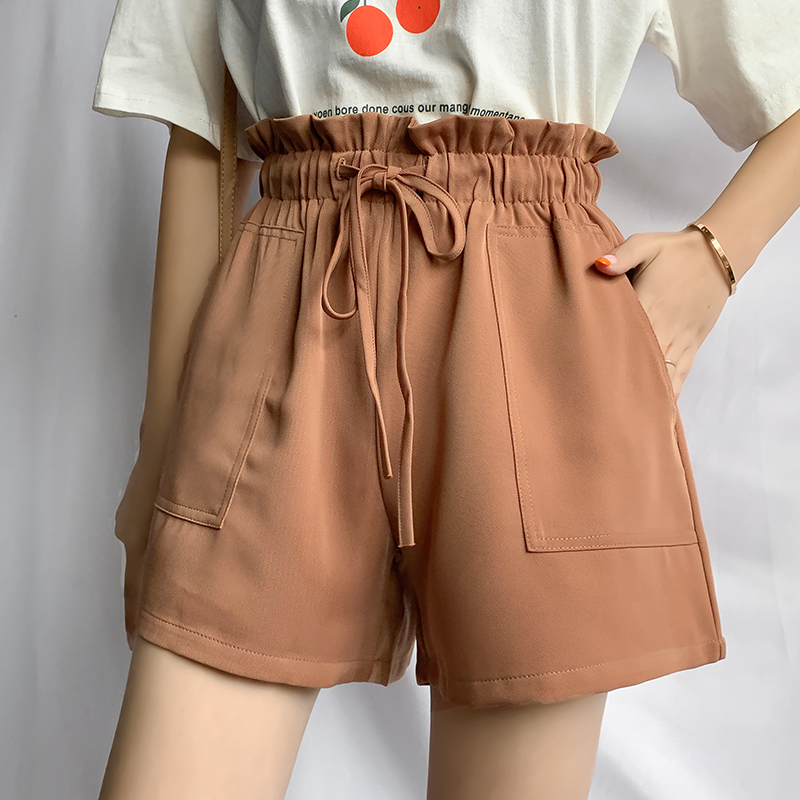 Summer wear loose and thin Korean flower bud 5-point wide leg work Dress Chiffon shorts