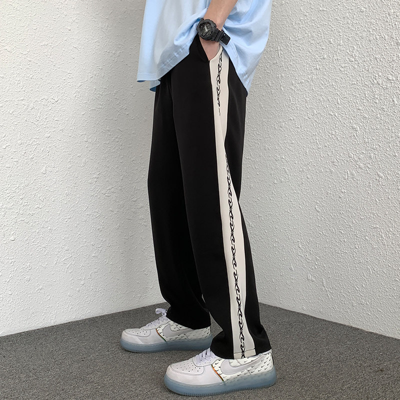 潮黑色运动裤直筒宽松裤子高街原宿风阔腿休闲卫裤K2046-P38女类,女装休闲裤,电商B245A