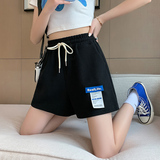 华夫格贴标运动短裤夏季抽绳显瘦宽松休闲三分热K3050-P28女类，女装休闲裤，电商B245A