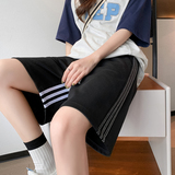 ins夏季休闲宽松五分裤纯棉华棉条纹运动短裤K3104-P35抖音质量，男装休闲裤，电商B245A