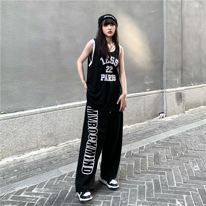街头风运动裤ins潮嘻哈宽松束脚裤春秋显瘦高街卫裤K2076-P35女类图片