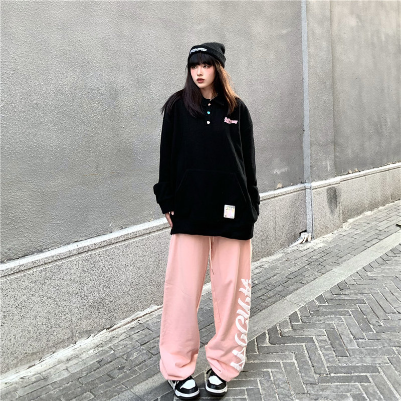 春秋季新款宽松直筒卫裤哈伦裤高街休闲运动裤子K2074-P35女类图片