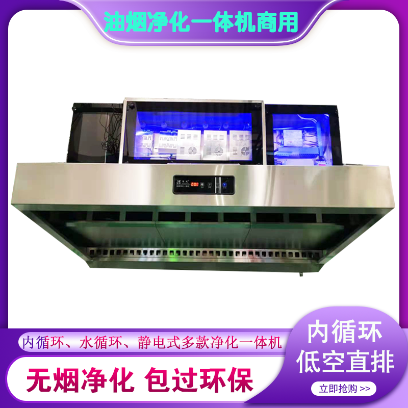 商用油烟净化一体机饭店厨房抽排油烟净化器一体烟罩环保无烟直排