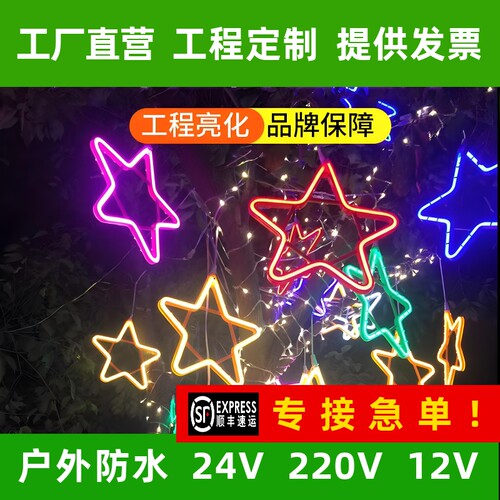 LED五角星挂灯户外防水街道工程亮化节日 雪花彩灯挂树上的装饰灯