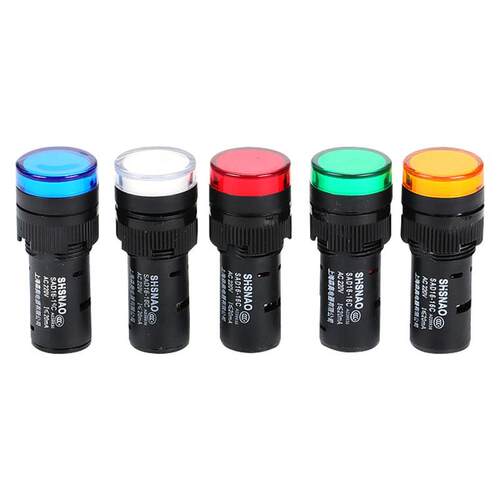森奥LED工作电源信号灯SAD16-16C红黄绿蓝16mm指示灯12V 24V 220V
