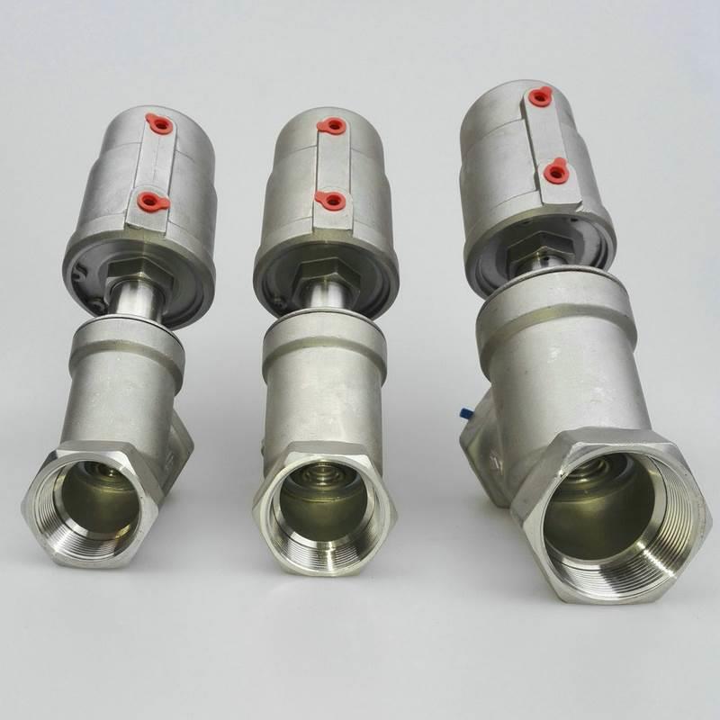 新款全钢304不锈钢气动角座阀高温角座阀4分6分 2寸 丝口螺纹PN16