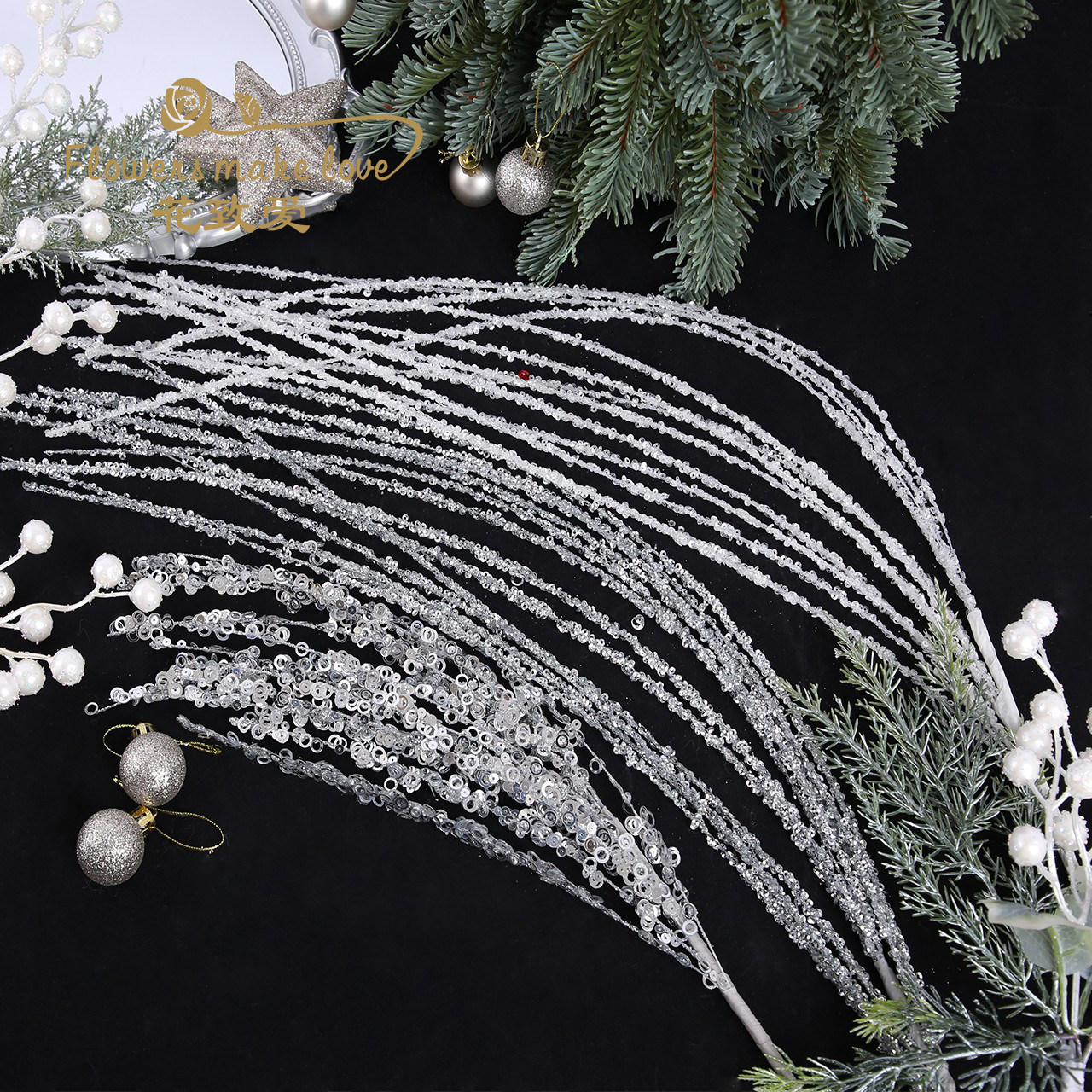 【圣诞新品】装饰圣诞树烟花棒亮片柳条插枝火树银花树枝点缀配件,节庆用品/礼品,圣诞装饰品,淘宝优惠券,粉丝福利购,淘宝优惠卷