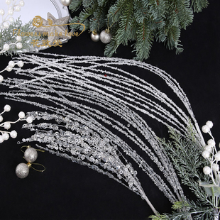 【圣诞新品】装饰圣诞树烟花棒亮片柳条插枝火树银花树枝点缀配件