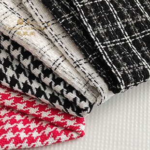 小香风花艺布料 圆形花束包装纸鲜花黑白格子条纹布料花束diy花材