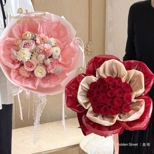 花致爱网红浪漫防水蝉翼膜内衬包花纸花束包装纸褶皱造型花艺资材