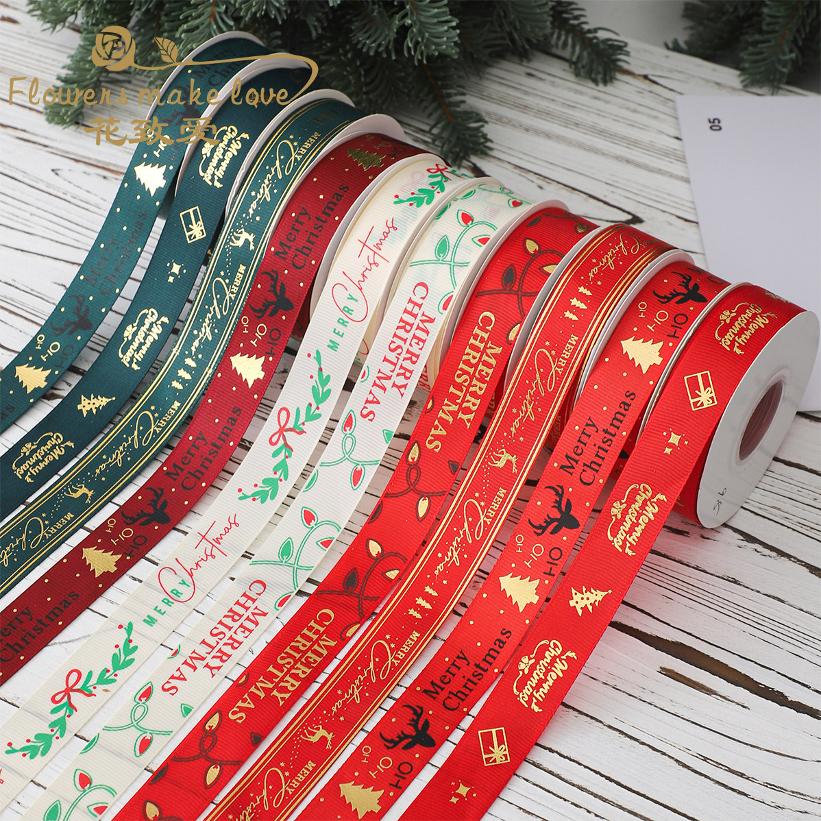 圣诞节丝带红绿色系螺纹绑带花艺礼品diy装饰蝴蝶结烫金绸带,鲜花速递/花卉仿真/绿植园艺,花艺缎带,淘宝优惠券,粉丝福利购,淘宝优惠卷