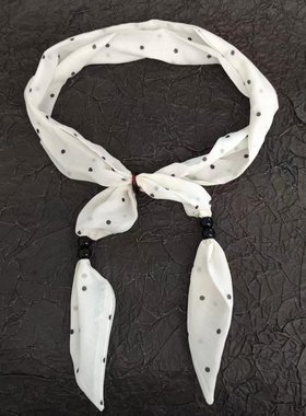 PBPR波点丝巾女百搭装饰发带项链两用韩国时尚简约女式小礼帽饰品