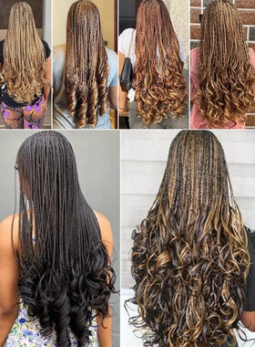 假发22英寸法式大卷French Curly 钩针发筒曲辫子脏辫braid hair