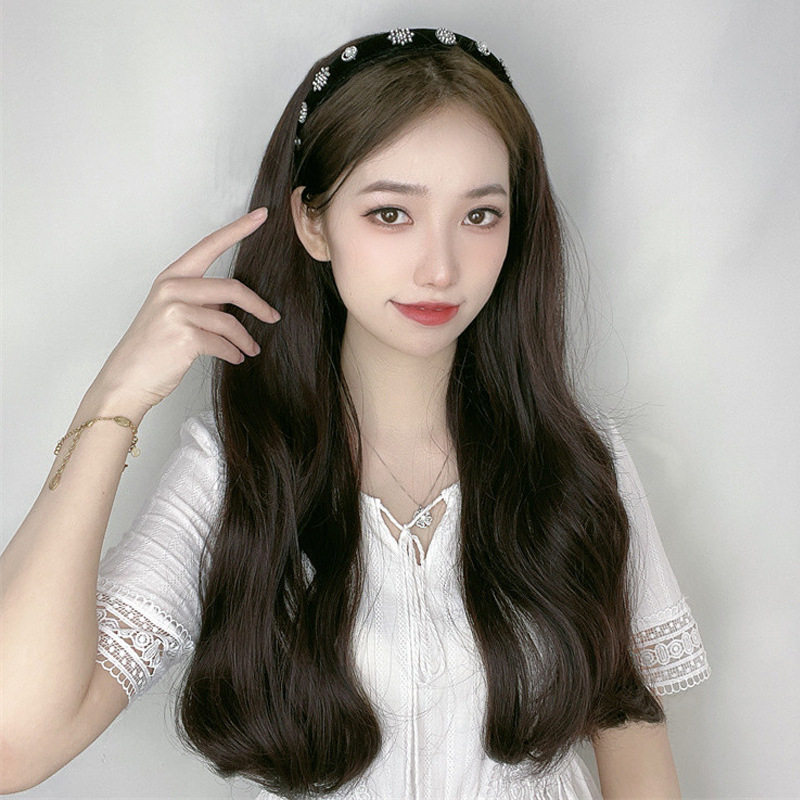 网红爆款玉米烫黑长卷发U型女