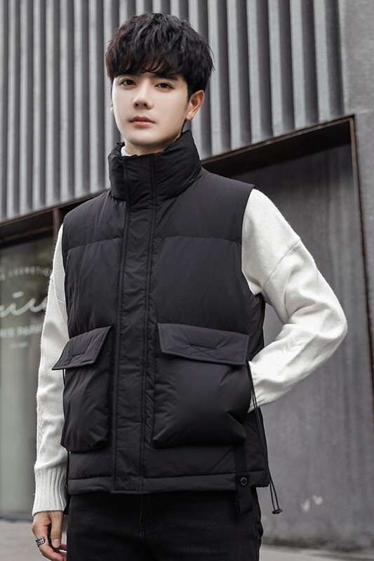 短款立领羽绒马夹男日系潮流面包服保暖外套马甲M518-P120,男装棉衣,电商A237