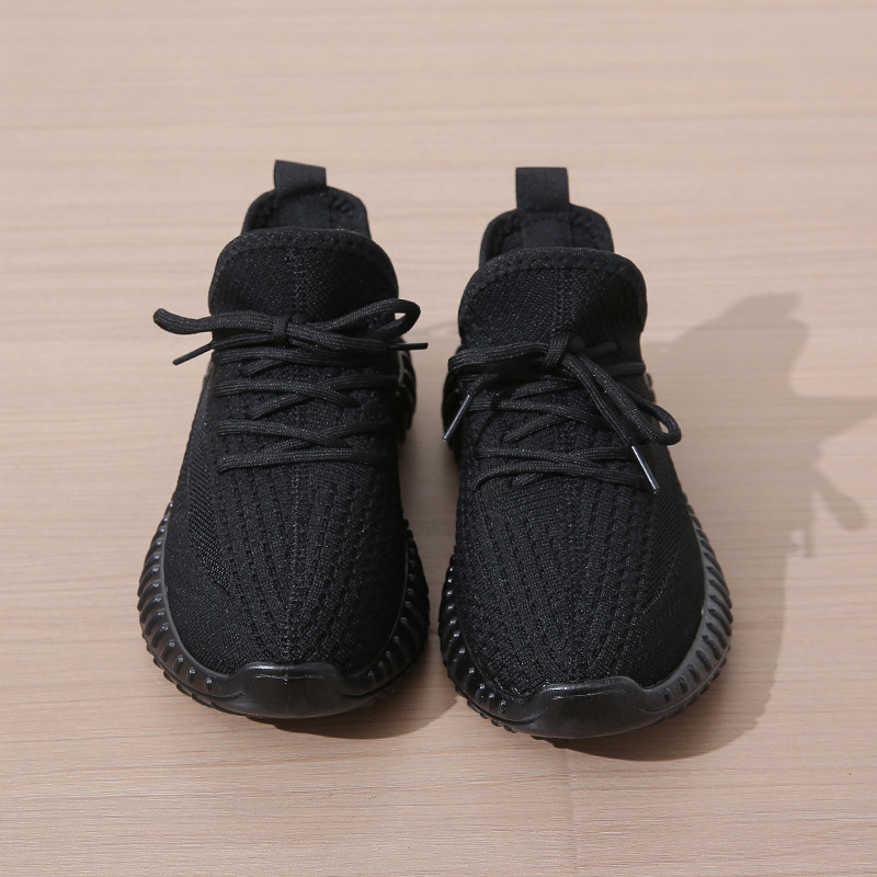 春天飞织新款女鞋透气运动鞋网面叶子鞋妈妈黑色波鞋百搭耐磨网鞋