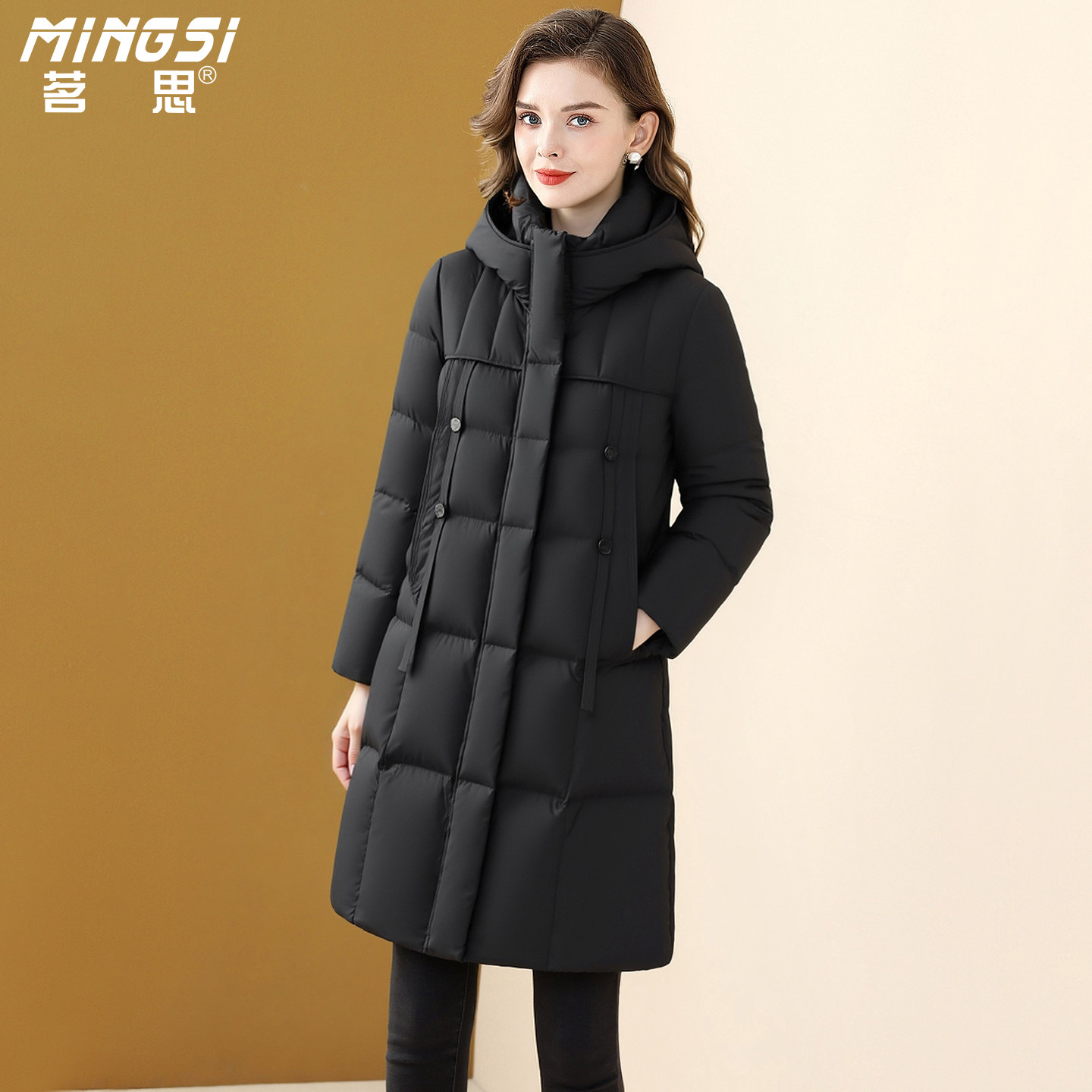 茗思连帽中长款90鸭绒羽绒服女2025冬季新款今年流行保暖显瘦外套,女装/女士精品,羽绒服,淘宝优惠券,粉丝福利购,淘宝优惠卷