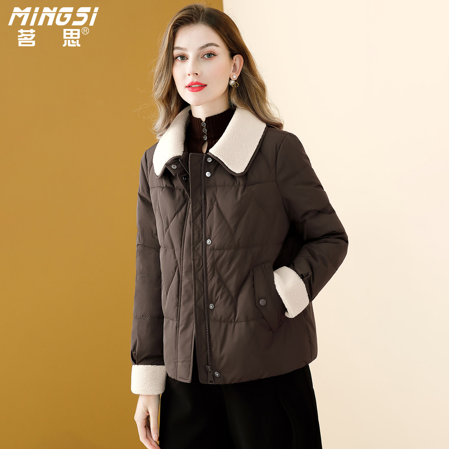 茗思时尚翻领鸭绒短款羽绒服女2025冬季新款休闲百搭保暖轻薄外套,女装/女士精品,羽绒服,淘宝优惠券,粉丝福利购,淘宝优惠卷