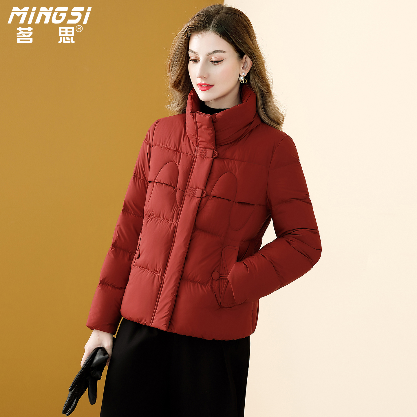 小个子白鸭绒短款保暖羽绒服女