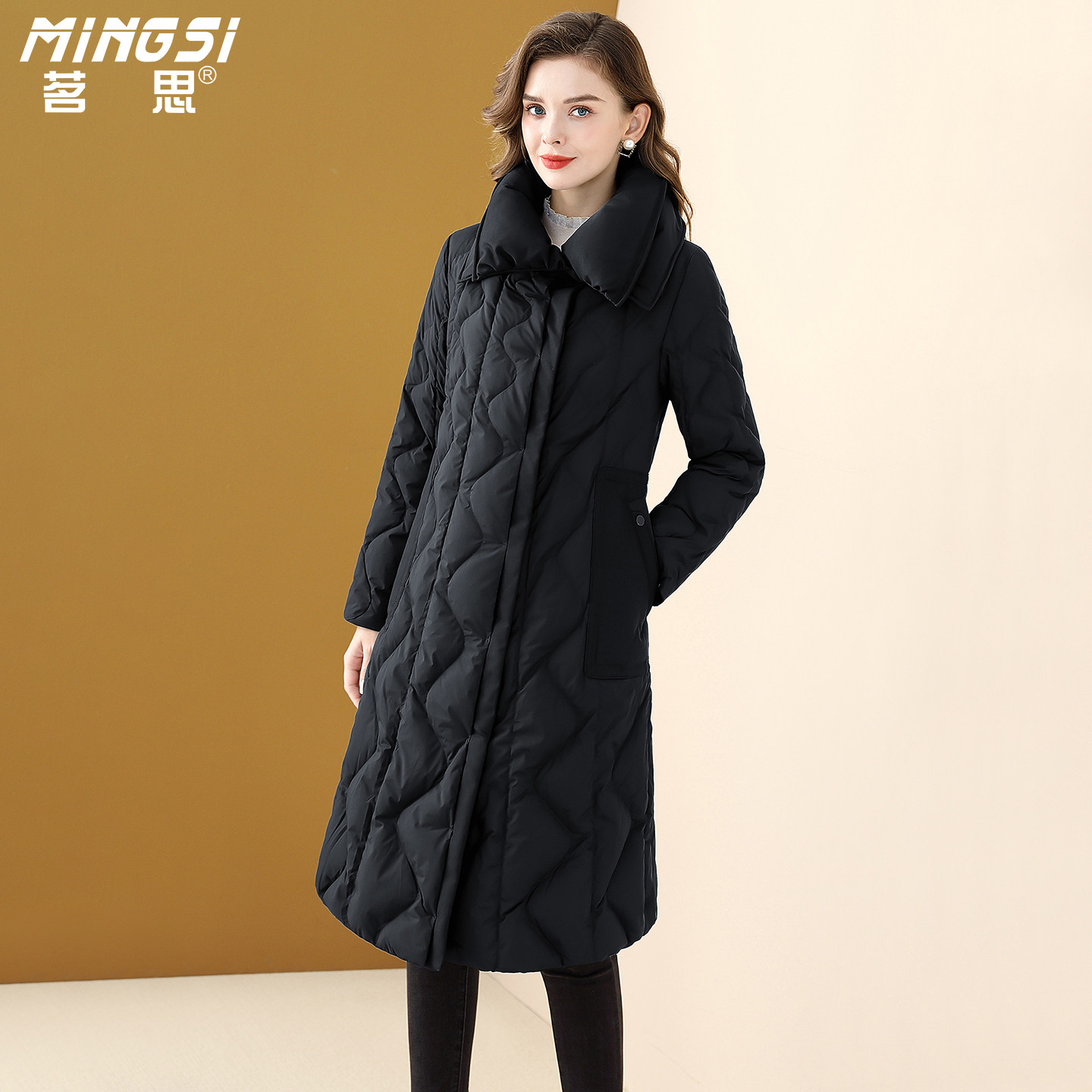 茗思高级感加厚鸭绒羽绒服女2025冬季新款大气翻领中长款保暖外套,女装/女士精品,羽绒服,淘宝优惠券,粉丝福利购,淘宝优惠卷