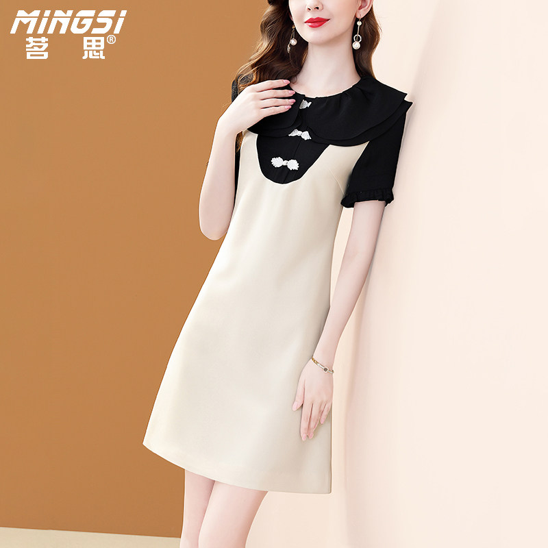 新中式夏季名媛气质假两件连衣裙