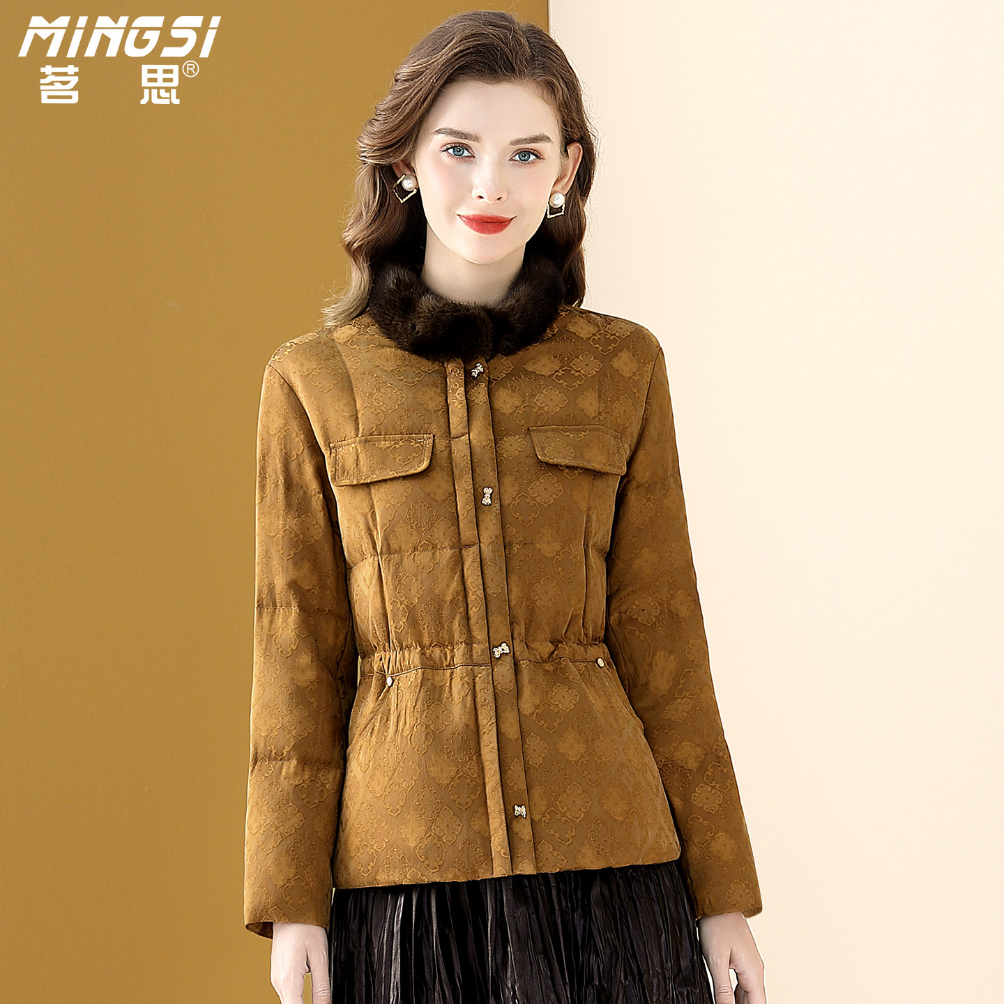 茗思小个子提花90鹅绒羽绒服女2025冬季新款水貂毛领轻薄保暖外套,女装/女士精品,羽绒服,淘宝优惠券,粉丝福利购,淘宝优惠卷