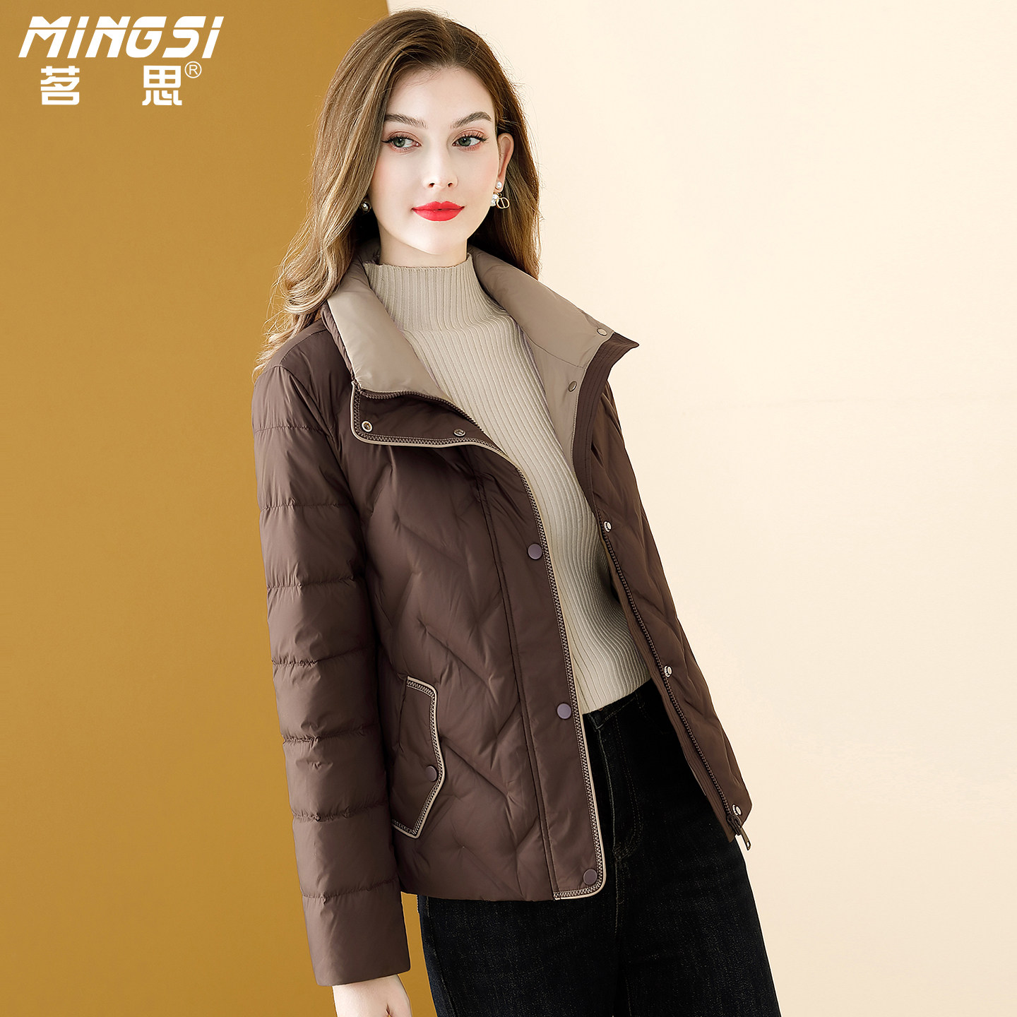 茗思小个子90鸭绒短款羽绒服女2025冬季新款简约立领轻薄保暖外套,女装/女士精品,羽绒服,淘宝优惠券,粉丝福利购,淘宝优惠卷