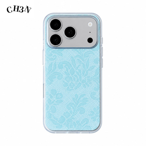 CH3N·浅蓝色蕾丝苹果17promax/16pro手机壳简约iPhone15软边亚克力肤感透明小众个性ins夏手机壳防摔保护壳