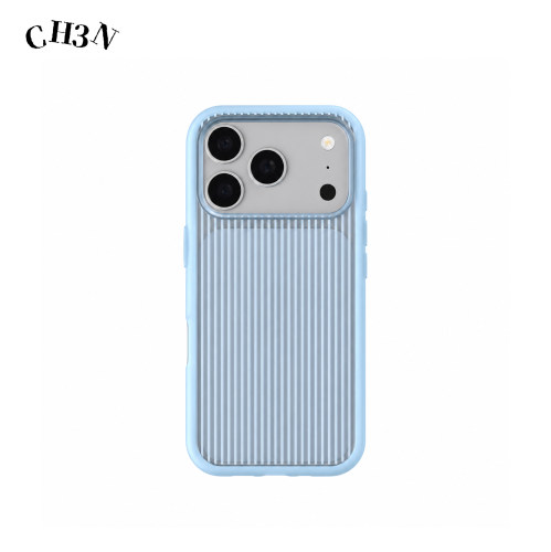 CH3N·浅蓝条纹适用苹果18promax/17手机壳iPhone16包按键肤感亚克力15小众个性ins简约手机壳防摔韩系保护壳