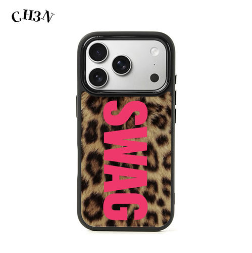 CH3N·豹纹SWAG适用iPhone17promax神甲手机壳16欧美甜酷15艺术防摔14小众个性黑框plus手机套创意苹果保护壳