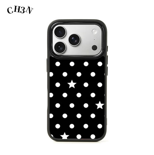 CH3N·波点星星适用iPhone17/16promax神甲手机壳ins韩系15包按键防摔14小众个性13黑框plus手机套苹果保护壳
