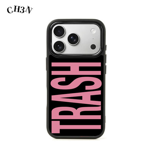 CH3N· Trash适用iPhone17/16promax神甲手机壳15英文抽象词条14小众简约13个性12黑框手机套创意苹果保护壳