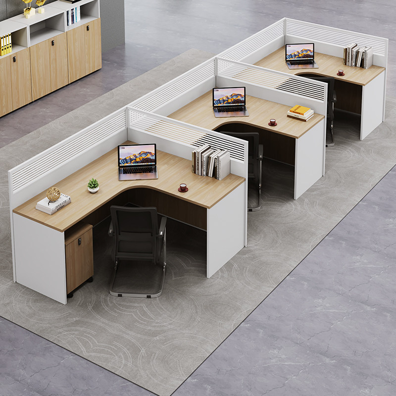 办公桌员工位职员办公室双4四6多人十字隔断卡座财务屏风桌椅组合