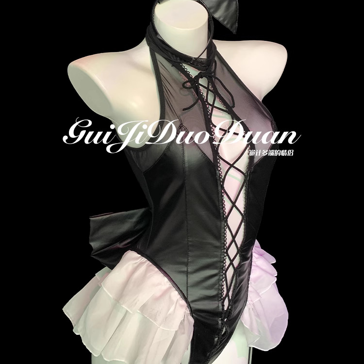 性感绑带透视火辣内衣套装