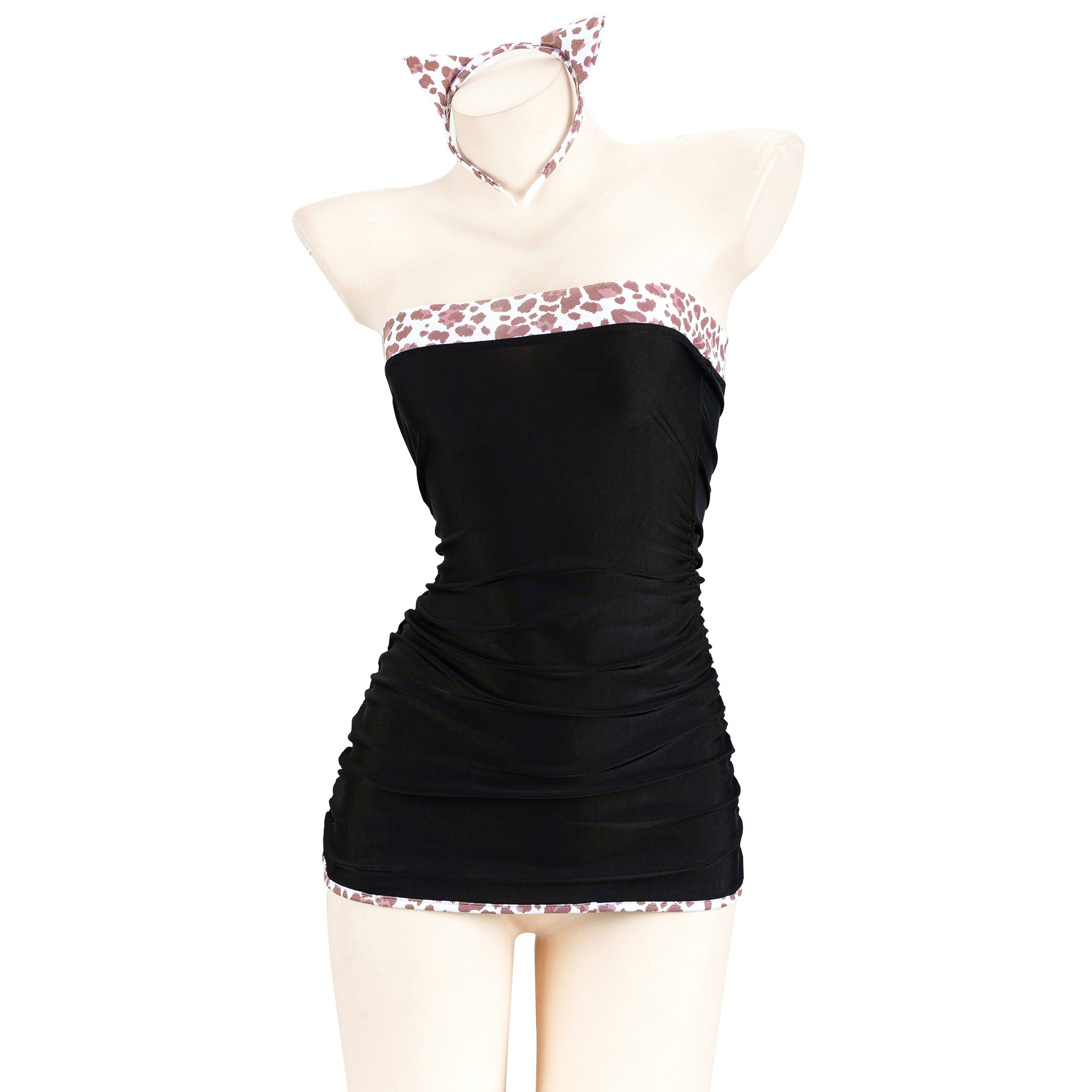 海喵喵性感豹纹抽褶包臀超短裙 性感抹胸紧身连衣裙睡裙女仆cos服,女士内衣/男士内衣/家居服,睡衣/家居服套装,淘宝优惠券,粉丝福利购,淘宝优惠卷