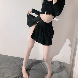 侧面小秘密》性感拉链开叉外户露出心机半身短裙女日系迷你百褶裙