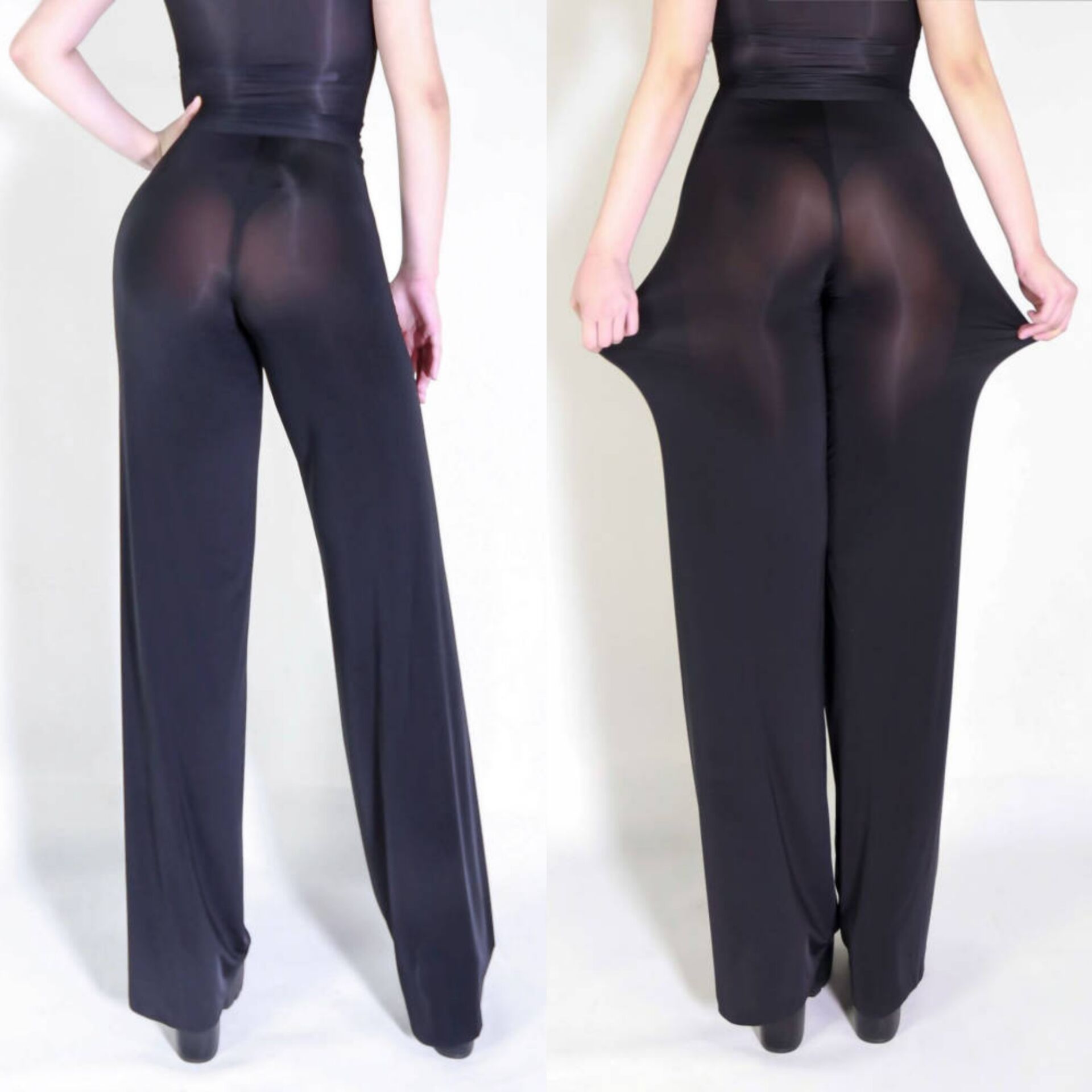 性感透视户外露出打底裤