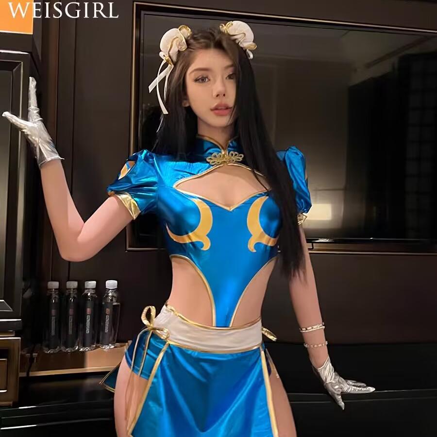 性感纯欲可爱中华娘春丽开叉旗袍