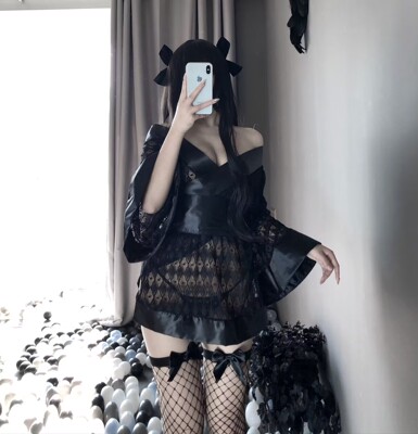 性感纯欲低胸蝴蝶结可爱睡衣