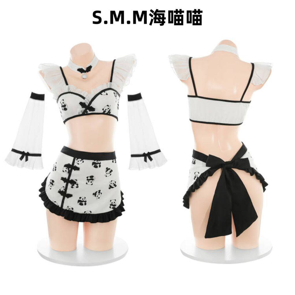 性感国风绑带透视印花睡衣套装