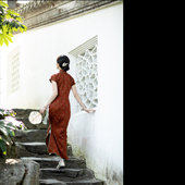 真丝红云纱印花复古民国风一片式 宫铃愿 一城风絮 古法传统旗袍