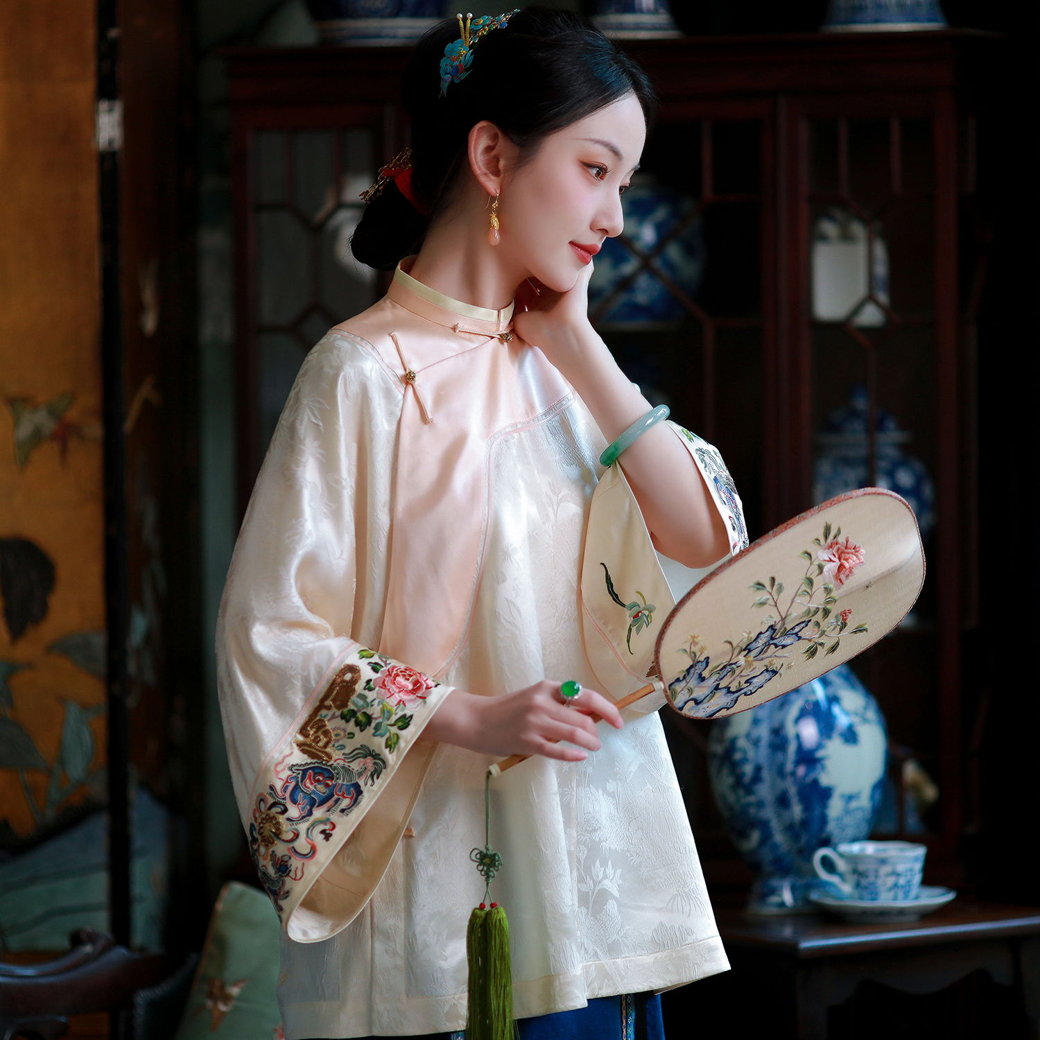 皎月拂琴丨一城风絮丨真丝女袍