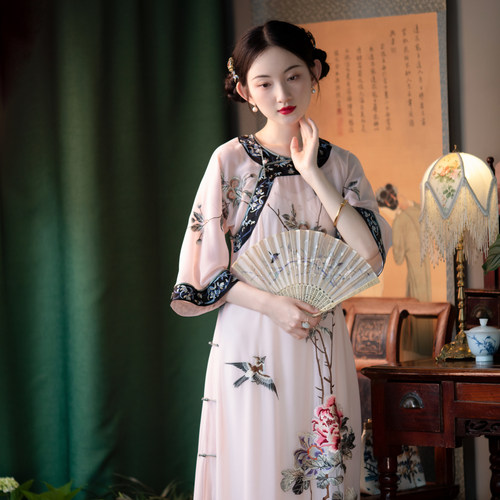 茜纱如雾丨一城风絮丨氅衣旗袍