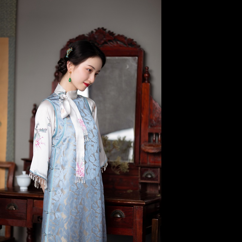 千山雪丨一城风絮丨真丝民国旗袍